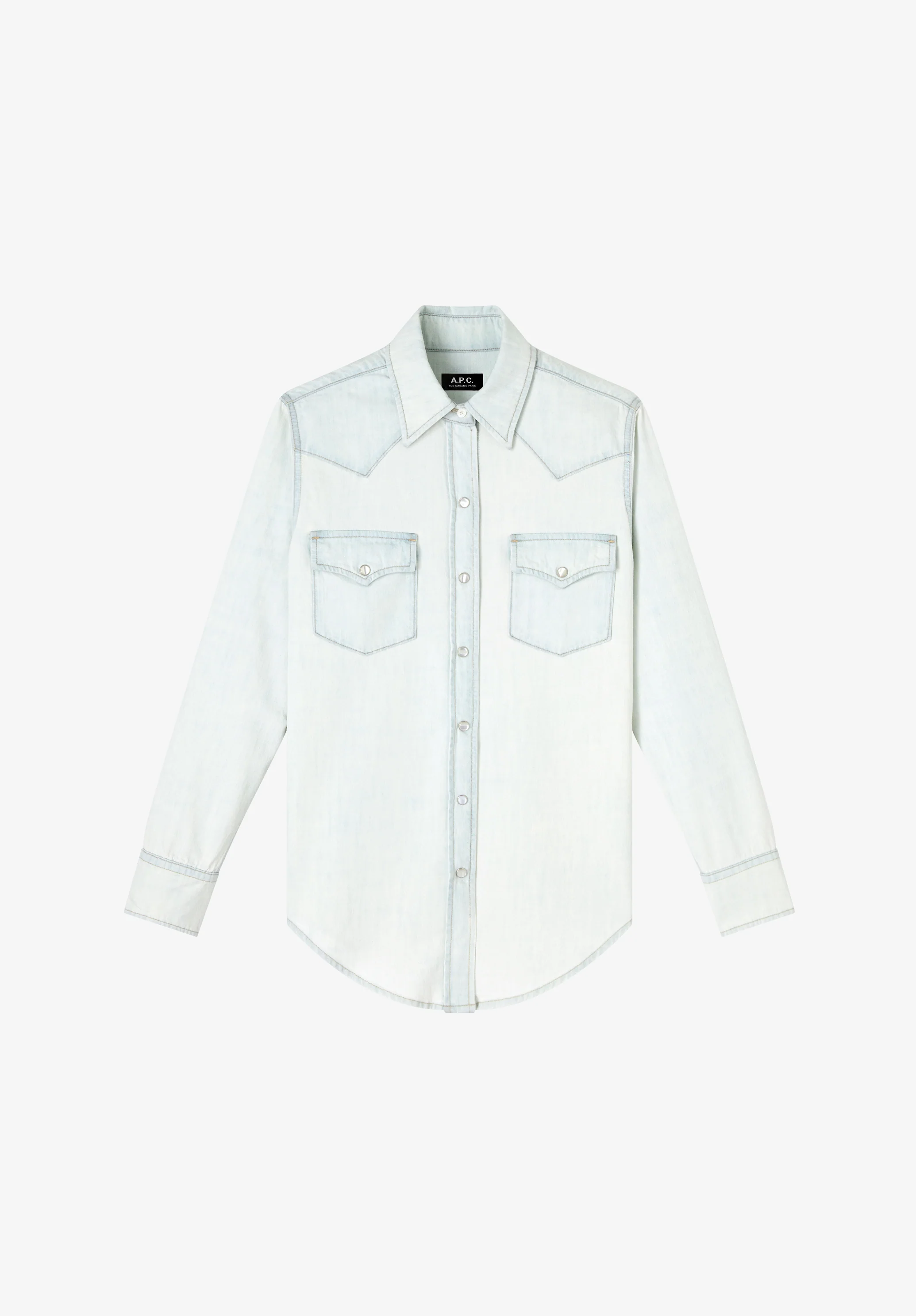 Chemise esprit western en denim bleached - Bleached out