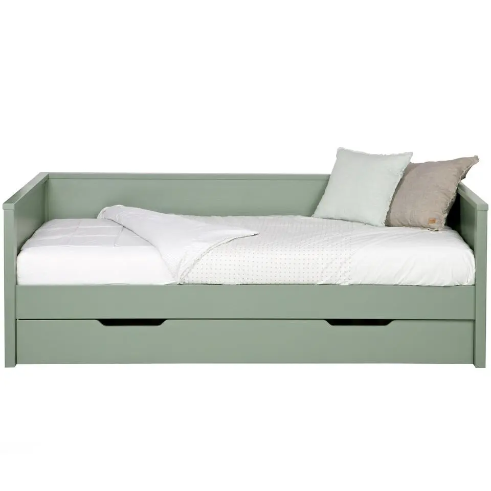 WOOOD Nikki Bedbank Incl Bedlade - Grenen - Groen - 208x100