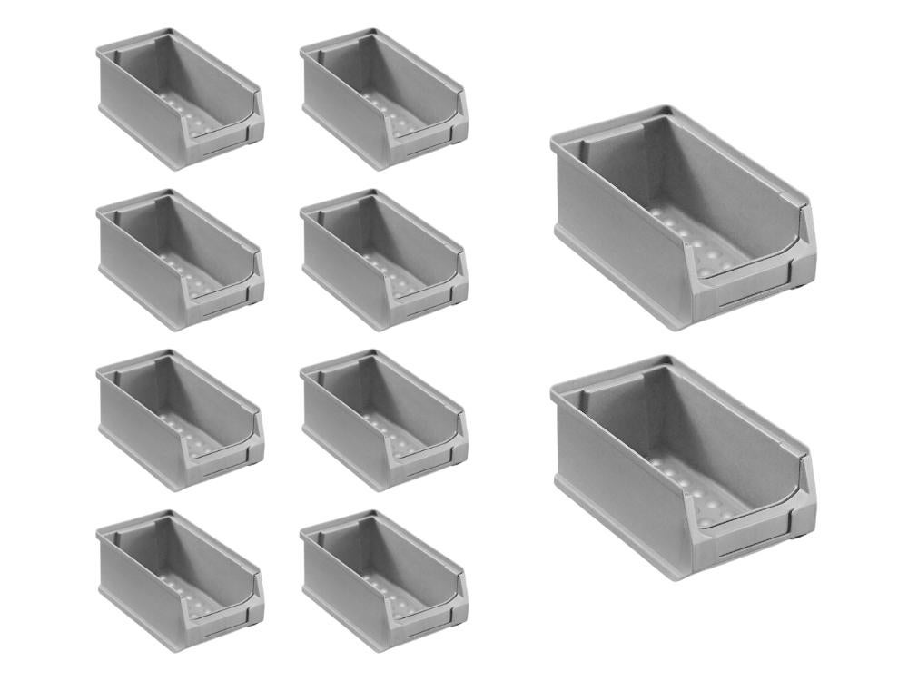PROREGAL Value Pack 10x Grijze Opbergdoos 2,0 HxBxD 7,5 x 10 x 17,5 cm 0,8 Liter Opbergcontainer