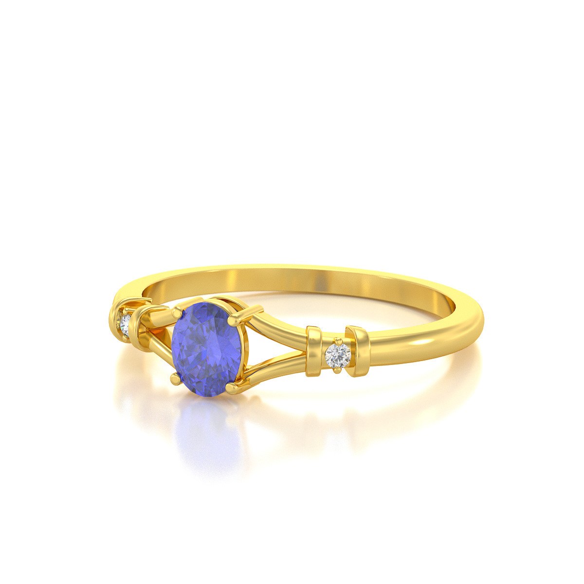 Bague ADEN Or 585 Jaune Tanzanite et diamants 2.094grs