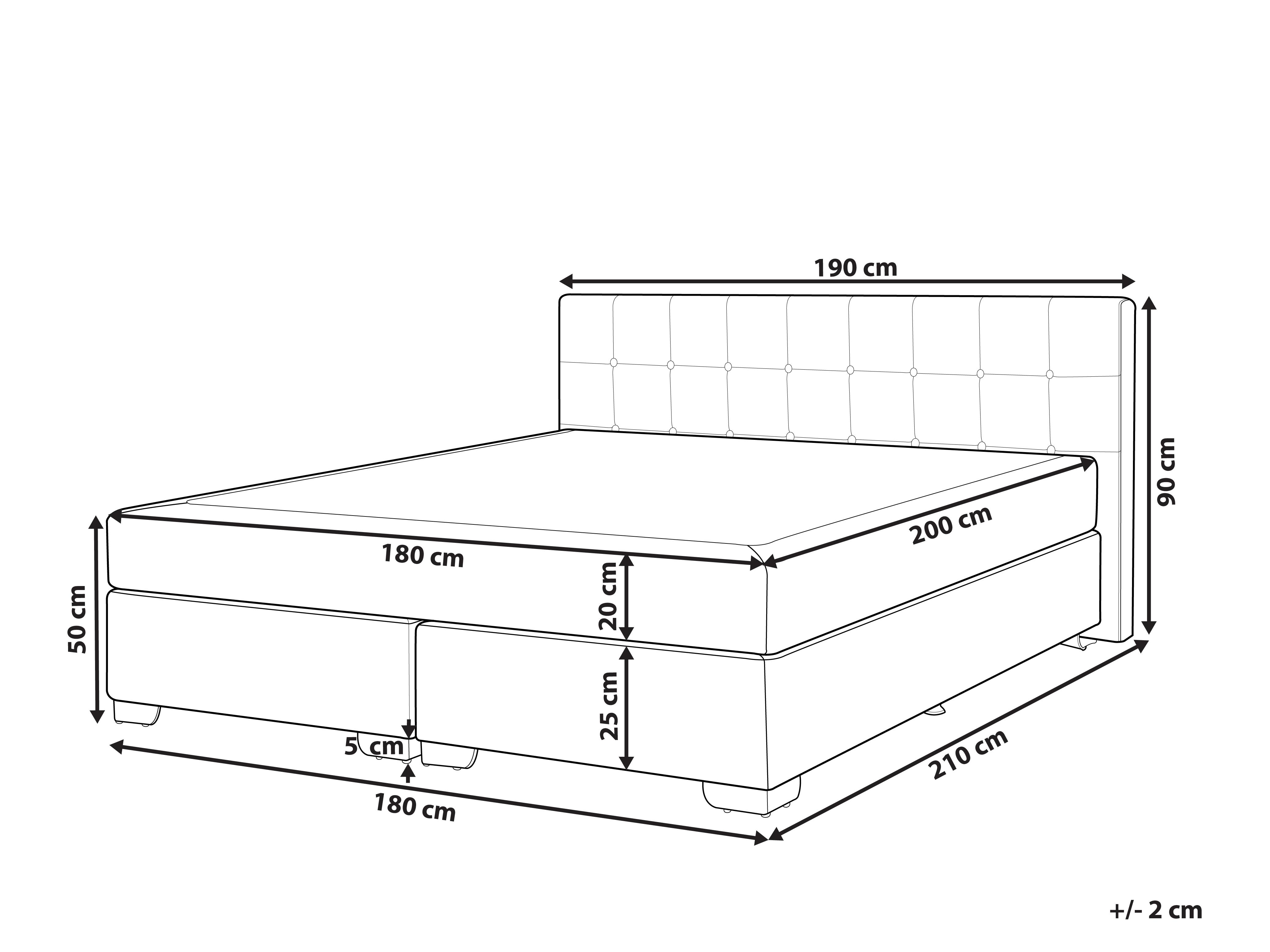 Boxspring Stof ADMIRAL 180 x 200 cm Donkergrijs