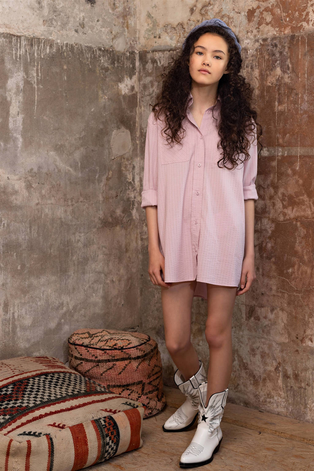 NoBell’ gestreepte blouse Timmy donkerroze
