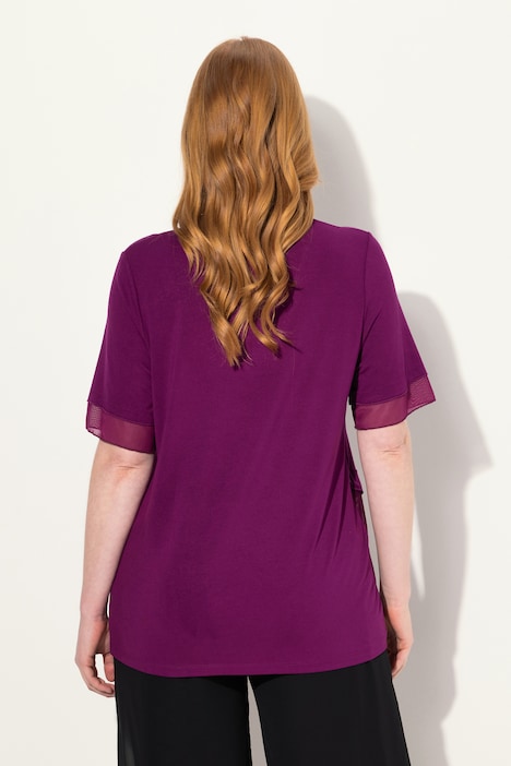 Bluse, Layering-Look, Mesh/Jersey, Zipfelsaum