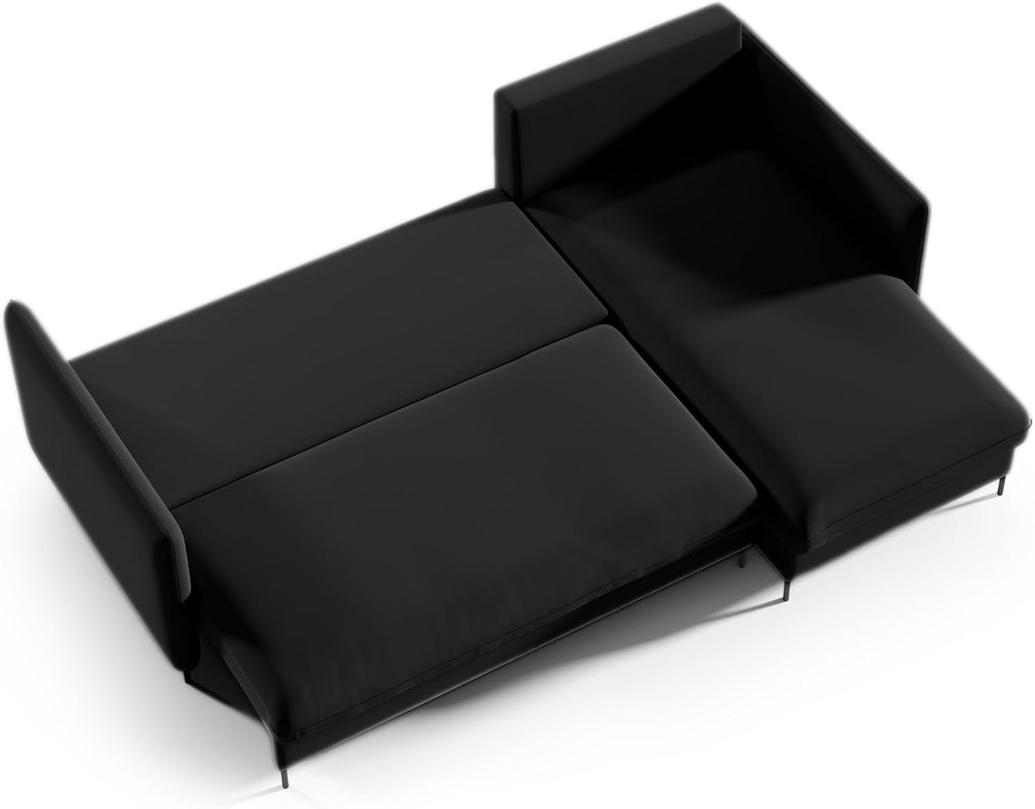 BELIS Ecksofa mit Schlaffunktion L-förm Liegefläche: 201 x 150 cm Boucle-Velours-Stoff Sofa 3-Sitzer Ecksofa mit Schlaffunktion und Bettkasten (Riviera 100 - schwarz)