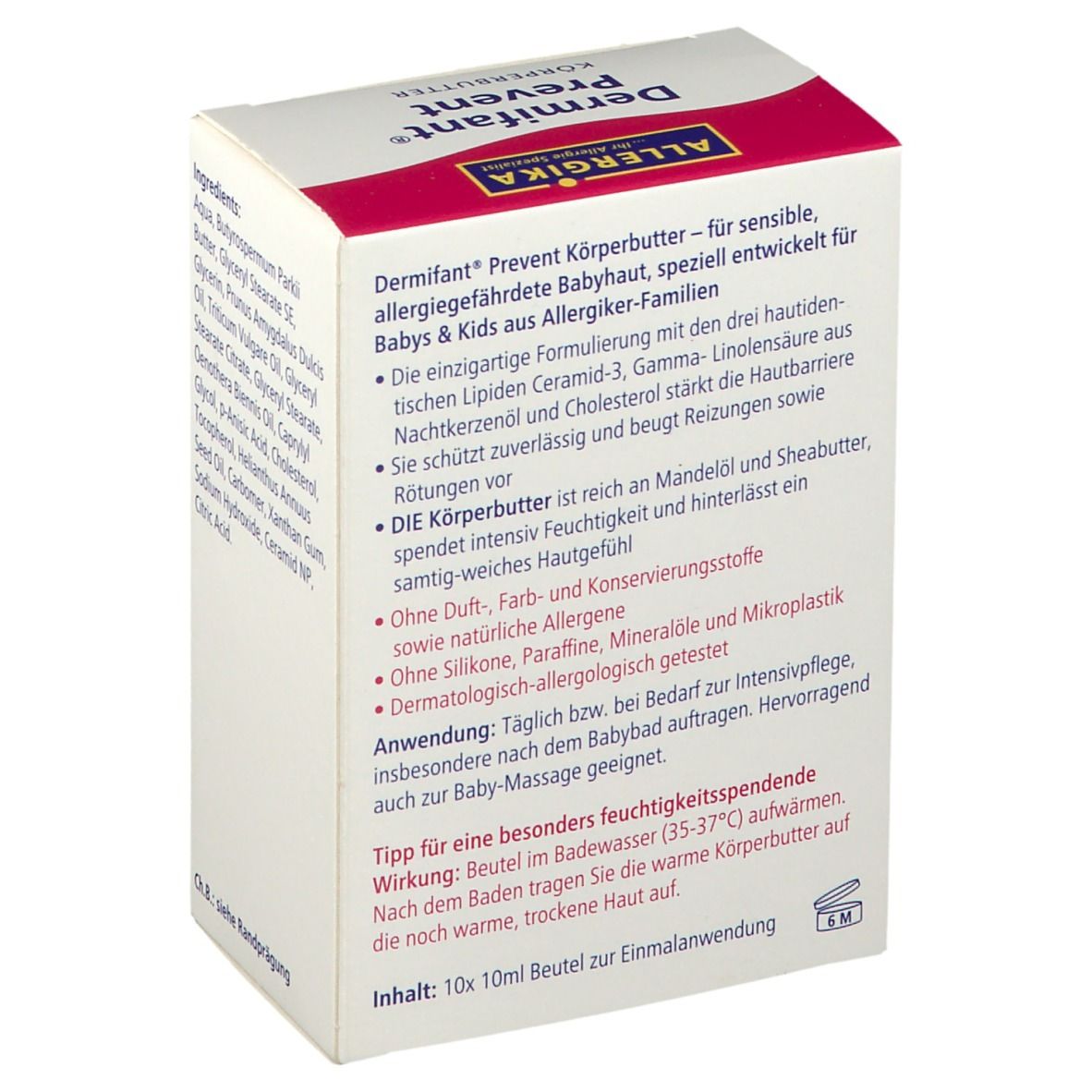 Dermifant® Prevent Körperbutter - Reichhaltige Körperbutter für sensible, allergie-gefährdete Babyhaut, speziell entwickelt für Babys & Kids aus Allergiker-Familien