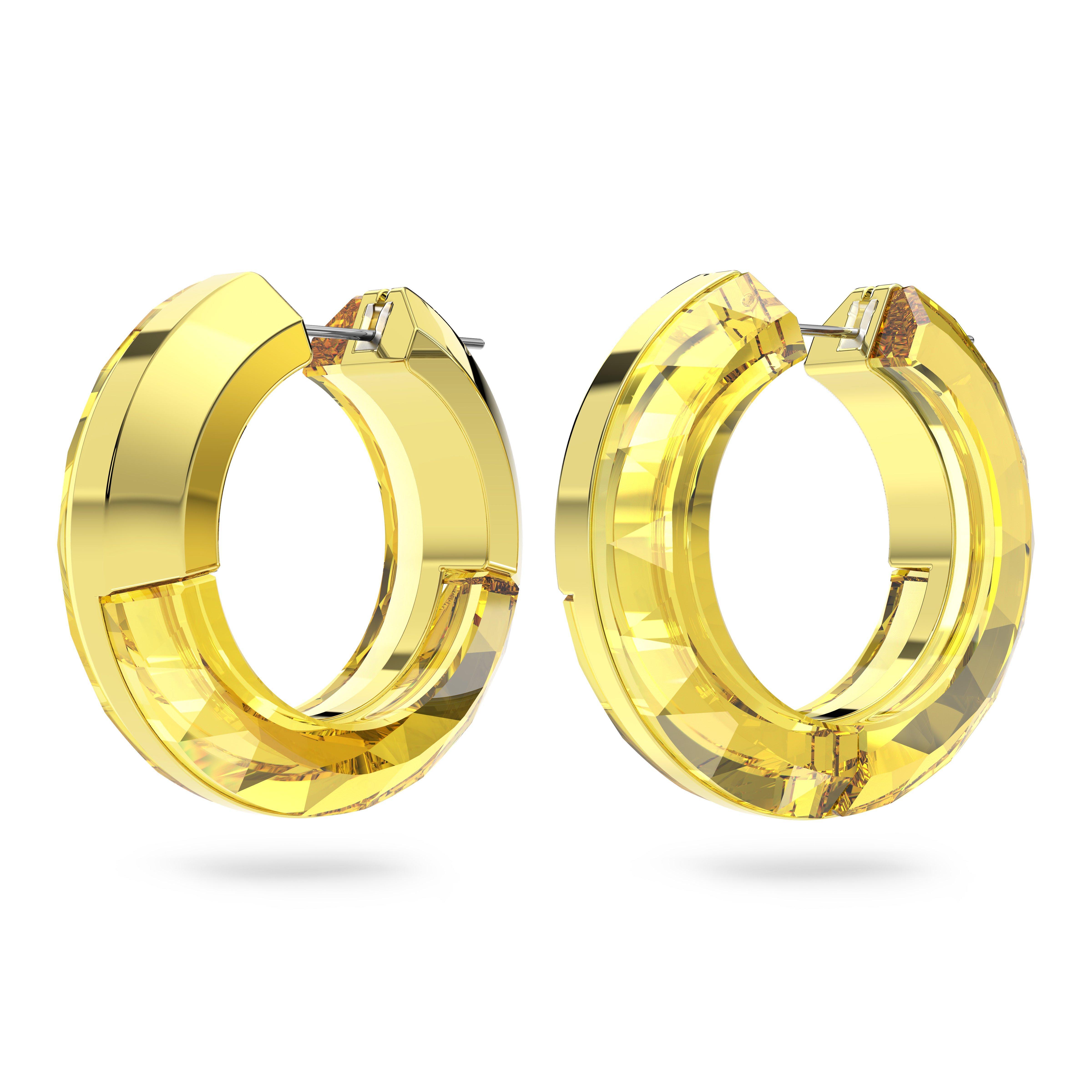 Swarovski Lucent hoop earrings, Statement, Round shape, Yellow