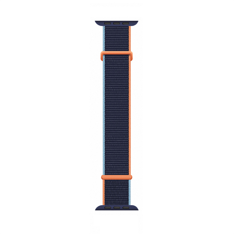 Apple Watch (49/46/45/44 mm) Nylon Ersatz Armband mit Klettverschluss (Gelenkumfang: 185-239mm) - Dunkelblau / Orange