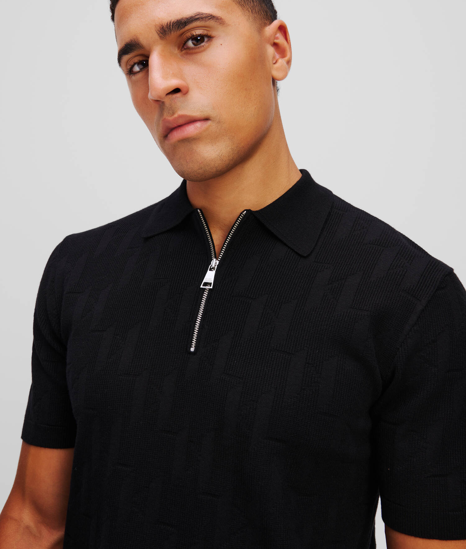 POLO ZIPPÉ KL MONOGRAM - Noir