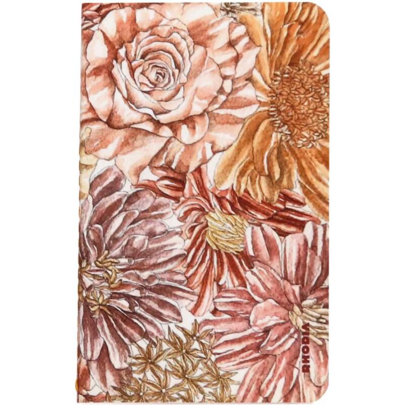 Rhodia collection ORANGE Botanique - carnet piqûre 7,5x12 cm ligné, 48 pages - Bouquet fleuri
