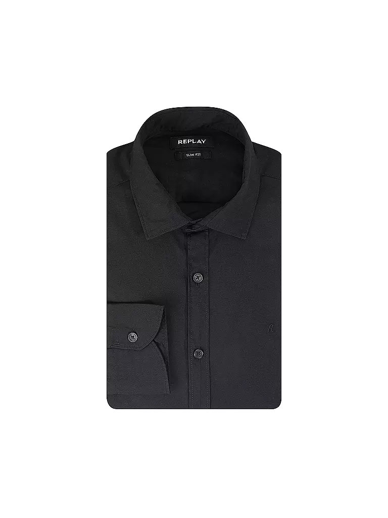 REPLAY Hemd Slim Fit schwarz