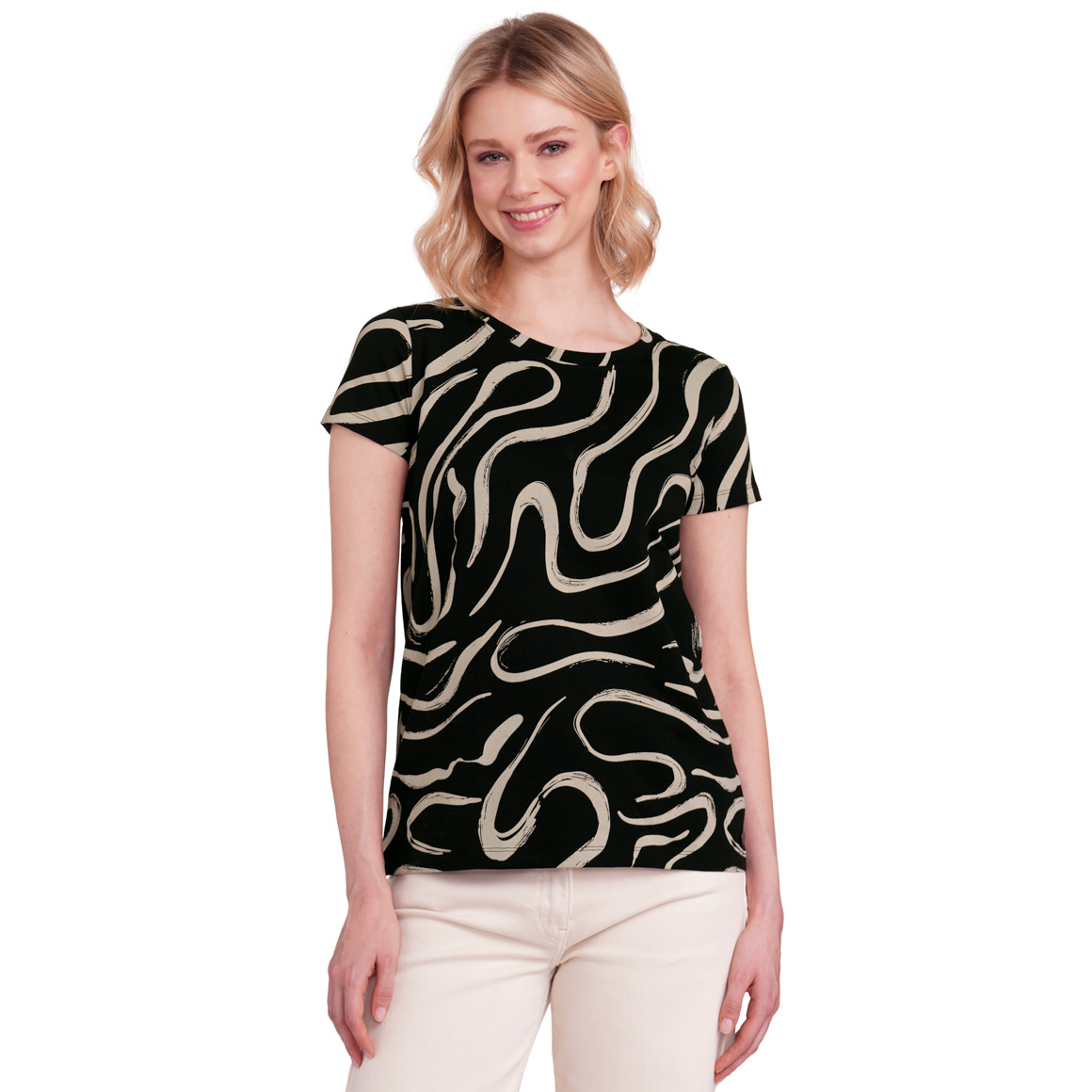 Gina Collection Damen T-Shirt mit Bio-Baumwolle schwarz