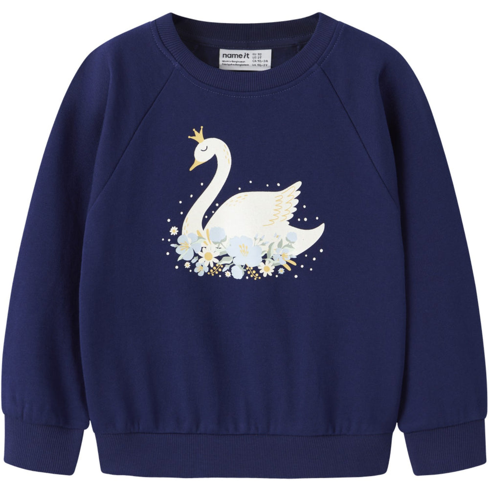 Køb Name It Beacon Blue Princess Swan Nmfvenus Ls Nreg Sweat Bru