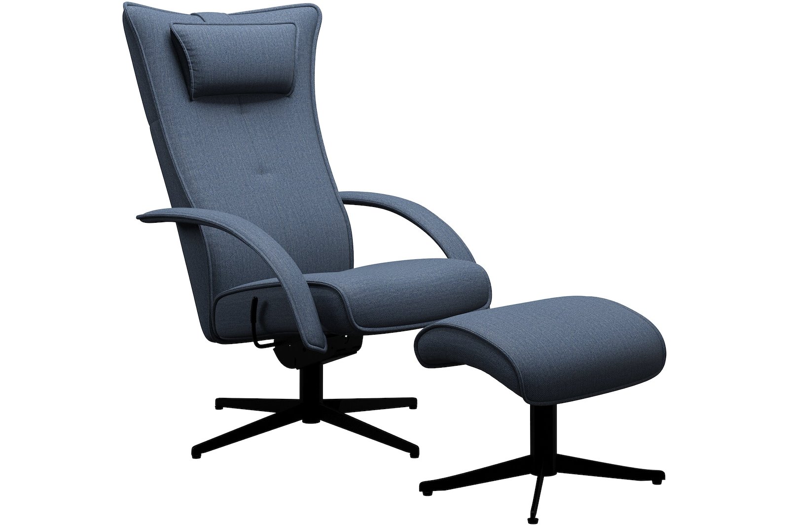 Delta Motion lenestol med krakk Tekstil Ida 771 med sortlakkert S04 sokkel