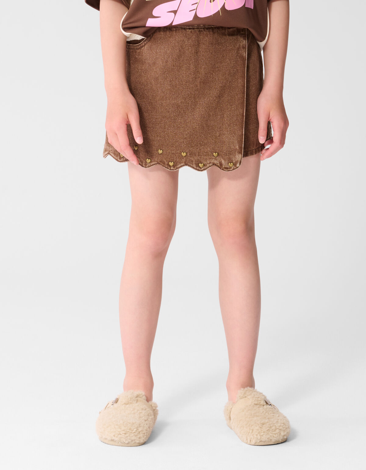 Heart Denim Skort Bruin