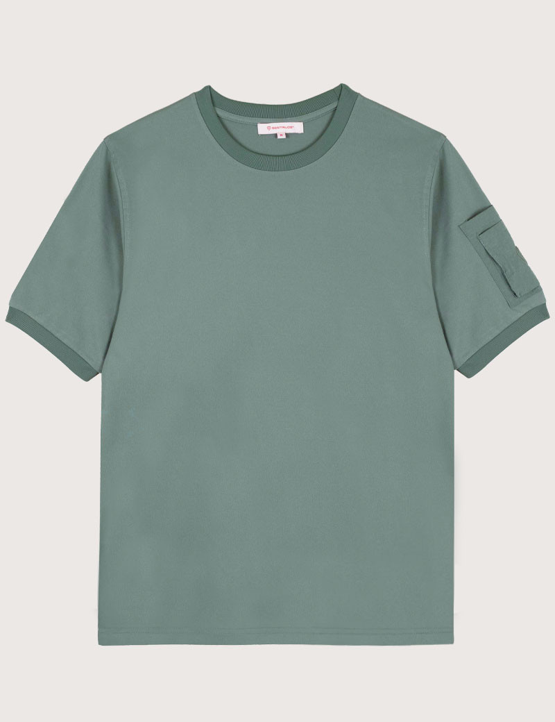 GERTRUDE&GASTON T-SHIRT HOMME POCHE NYLON TIMEO VERT DE GRIS