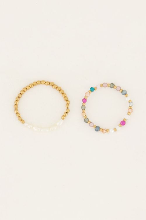 Stretch ringen set met parels & kralen mix