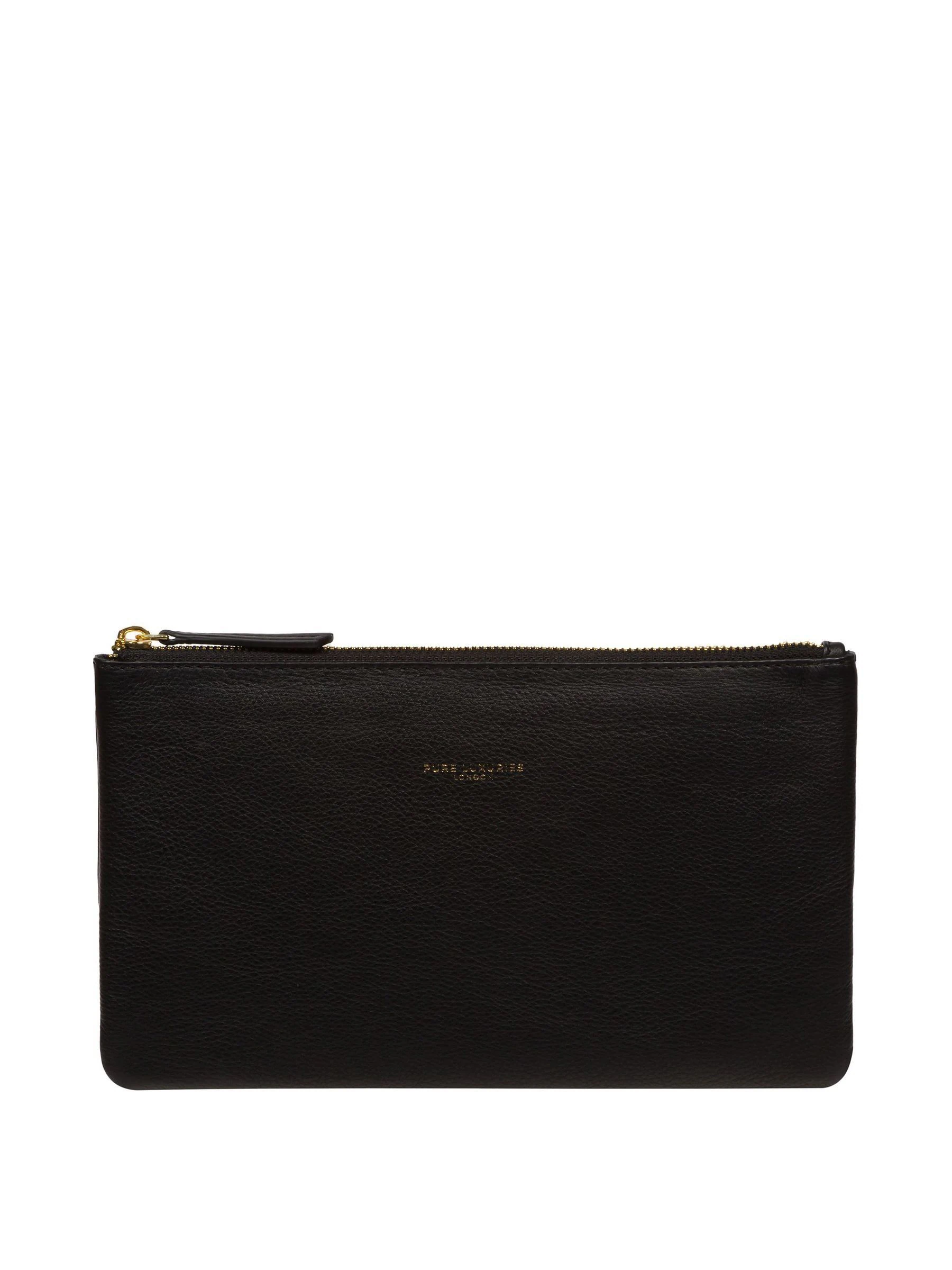 Zwart - Pure Luxuries London Wilmslow Nappa Leather Clutch Bag