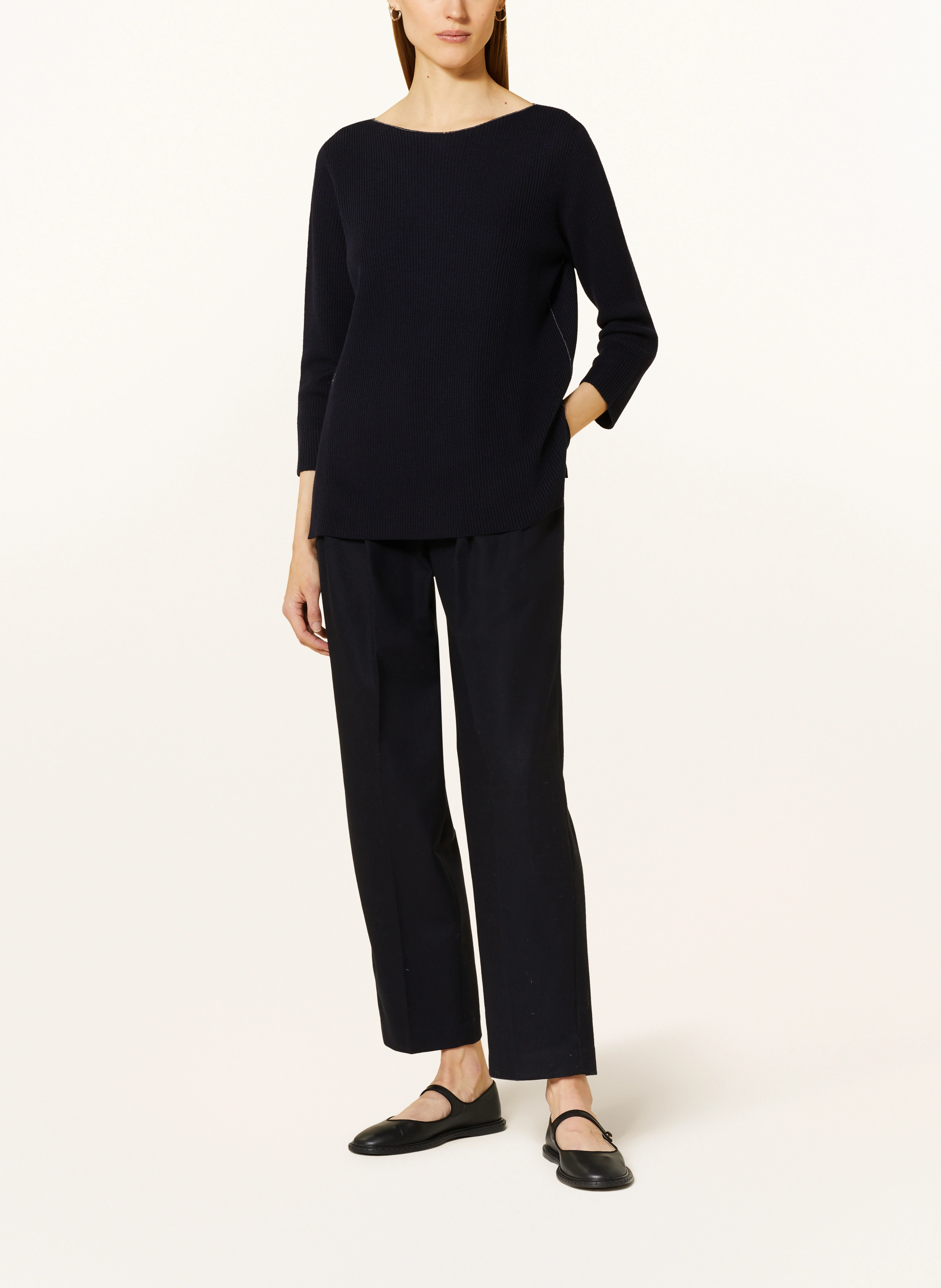 FABIANA FILIPPI Pullover mit 3/4-Arm und Schmuckperlen