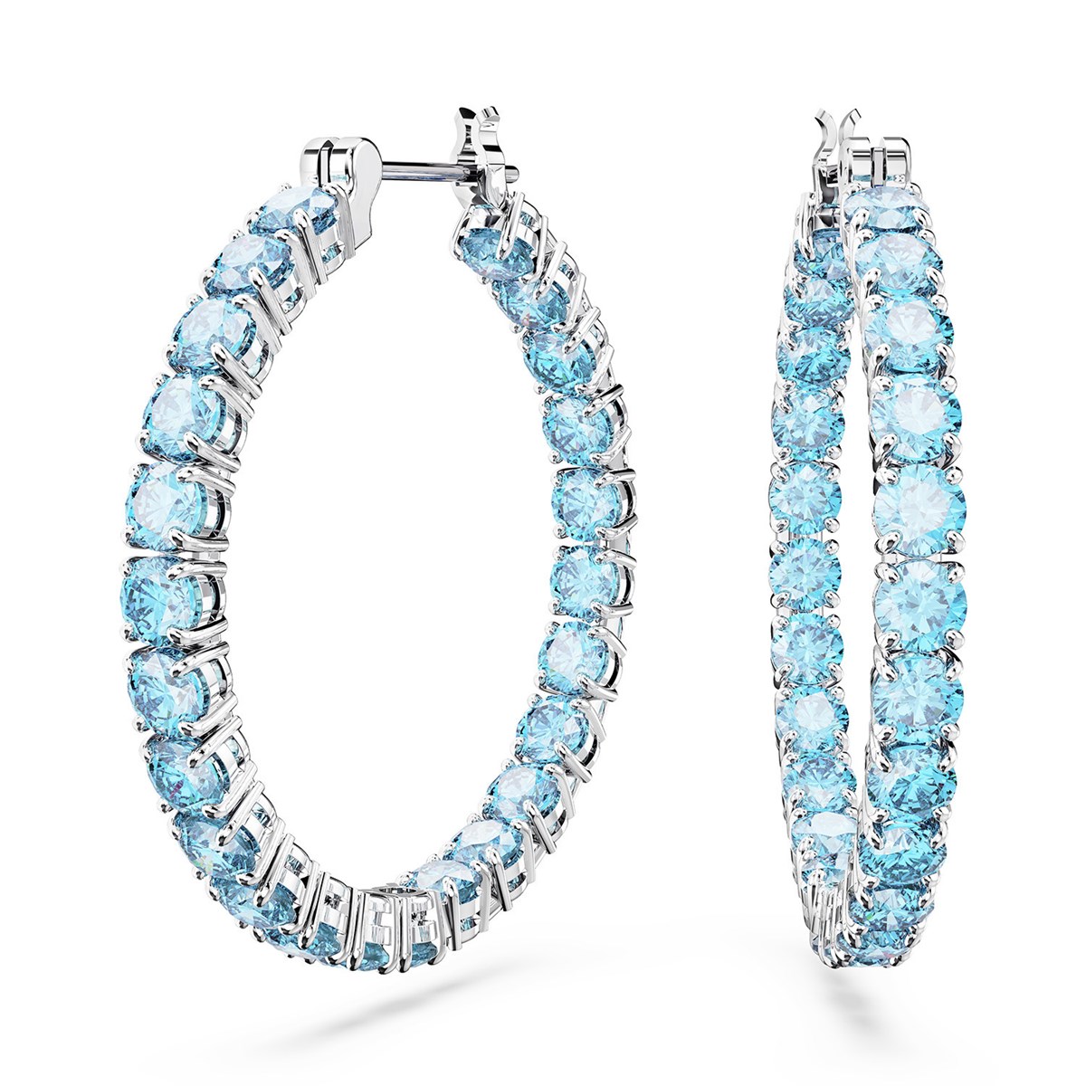 Boucles d'oreilles créoles Swarovski Matrix bleues