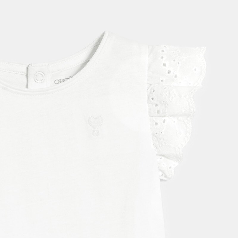 T-shirt manches broderies anglaises blanc bébé fille Blanc