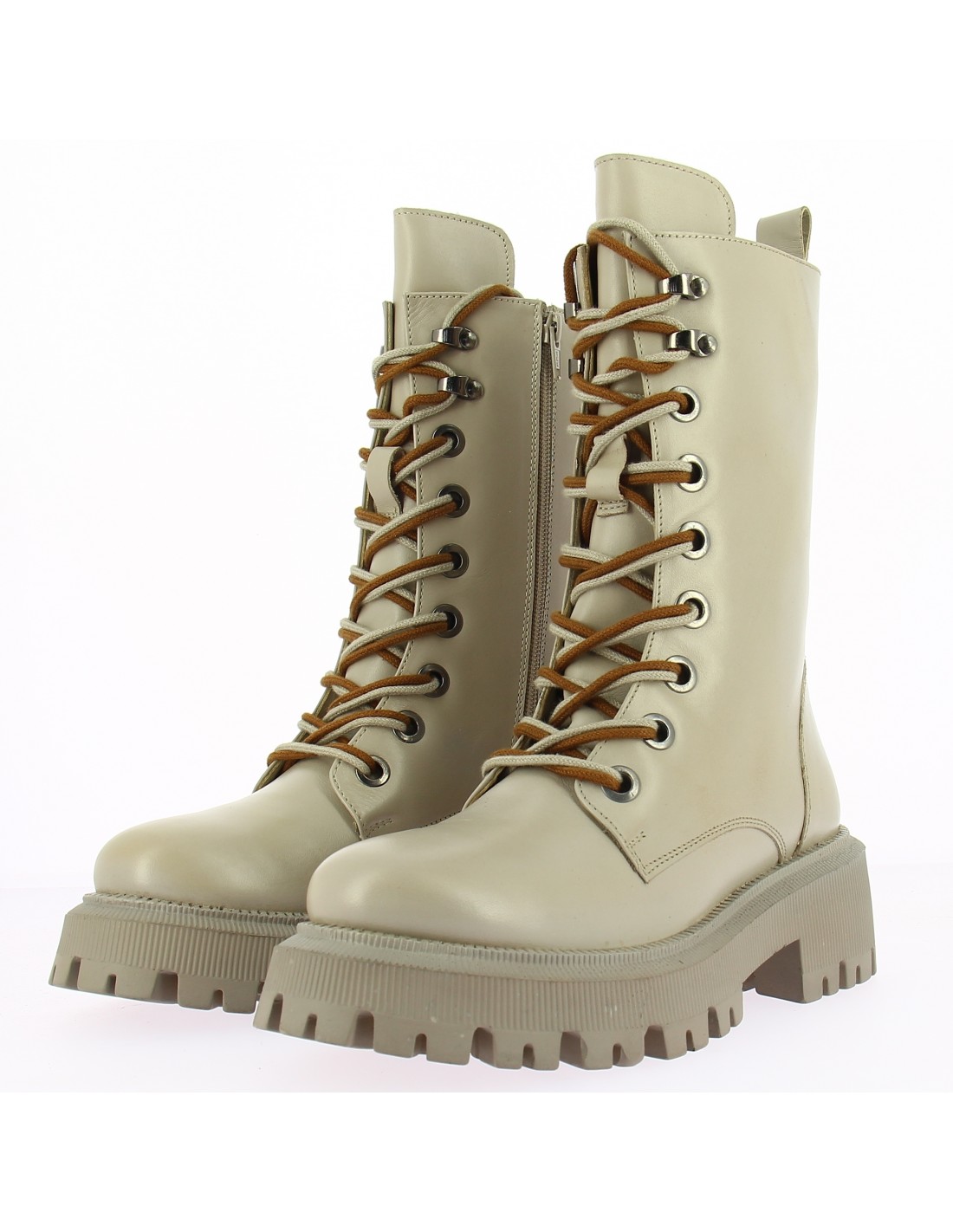 kharisma bottines à talons femme cuir crème semelle taupe