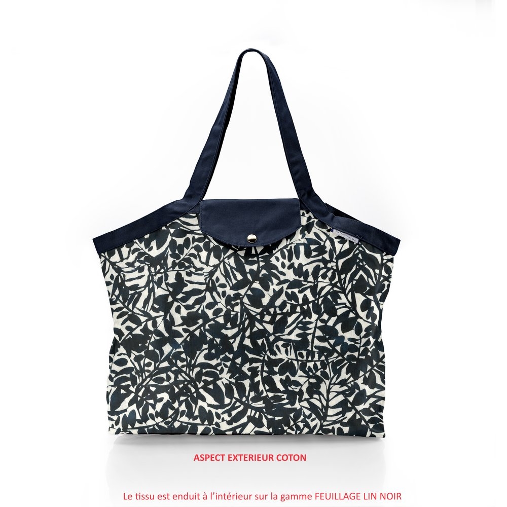 Sac Cabas Taille Moyenne Plissé Feuillage Encre De Chine
