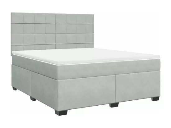 Sommier à lattes de lit et matelas Gris clair 180x200cm Velours