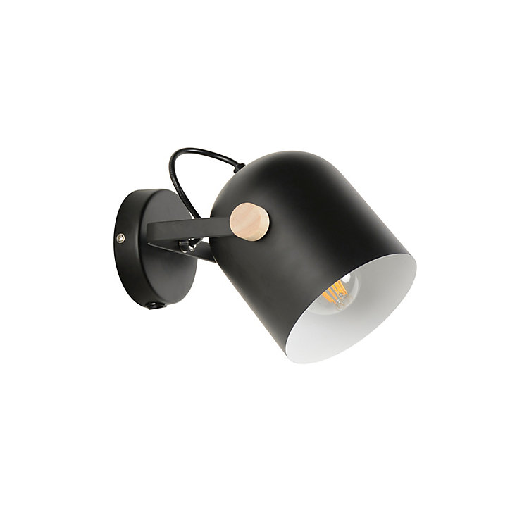 Spot patère E27 40W Corep Yvla noir mat L.17 x H.17.5 x P.22 cm