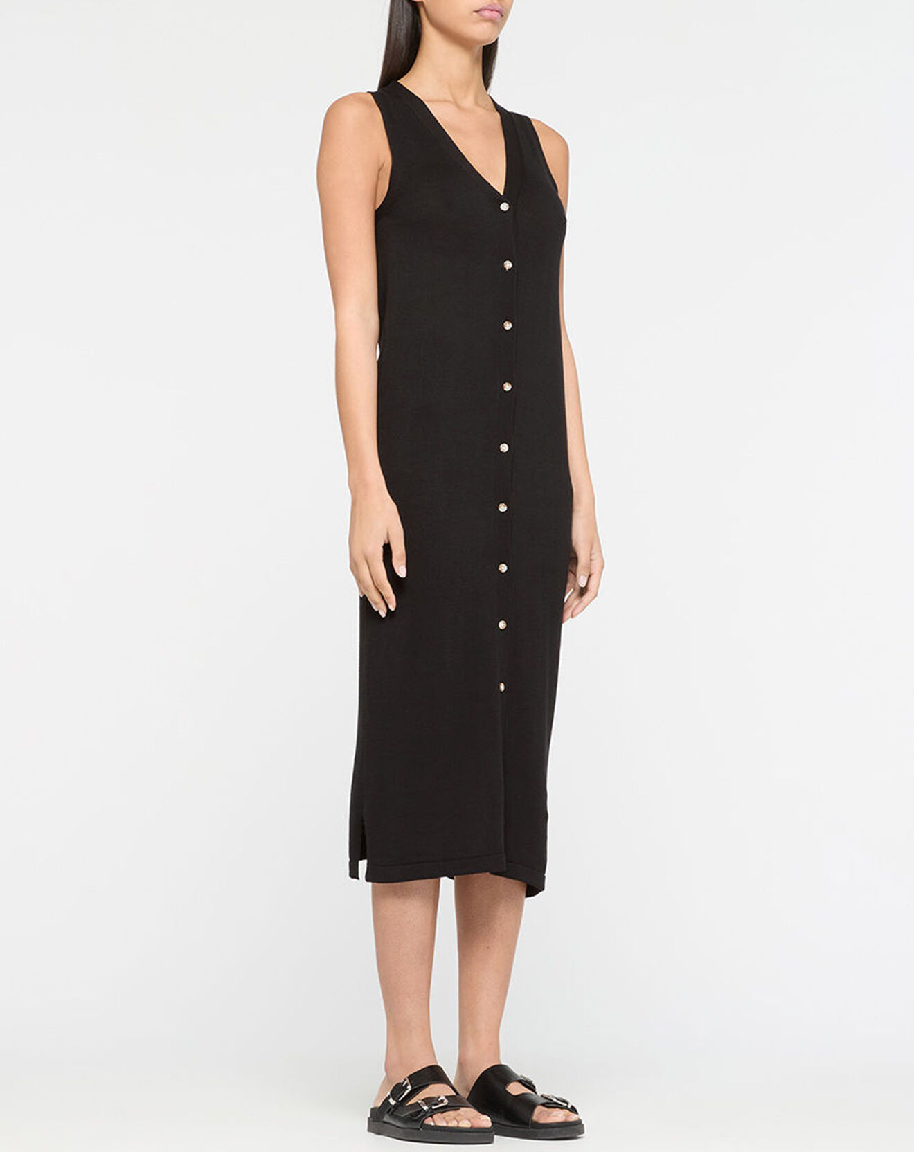Yerse Robe en maille fine Aloe noire