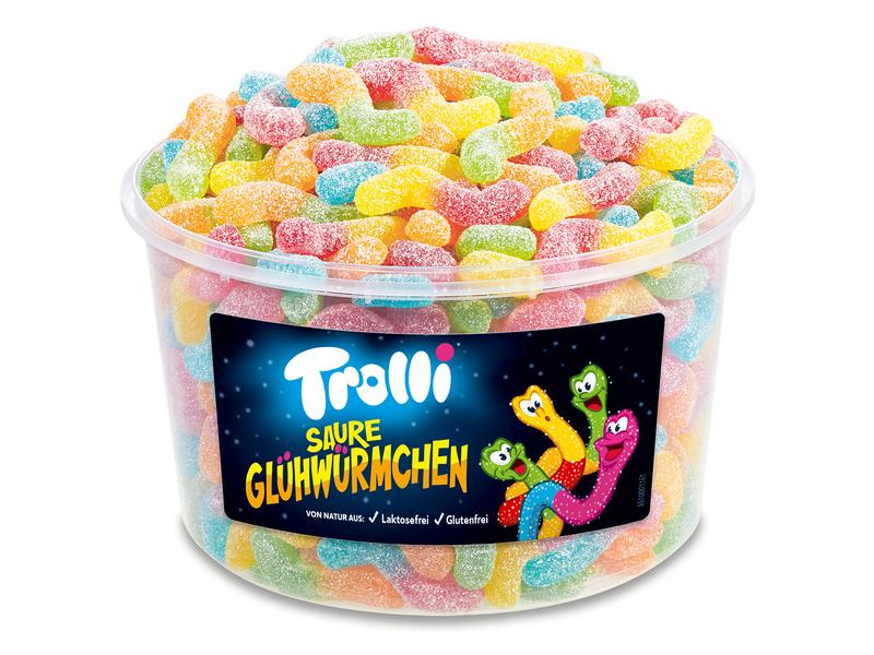 Trolli Gummibonbons Saure Glühwürmchen 1 kg Saurer Fruchtigummi in Würmchen Form