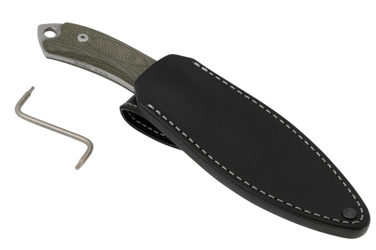 MKM Pocket Tango 1 Nessmuk PT1-GC Green Canvas Micarta vaststaand mes, David C. Andersen design