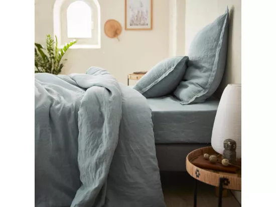 HABITAT - Taie d'oreiller en lin - 65 x 65 cm - Bleu clair (Lot de 2) - Linen