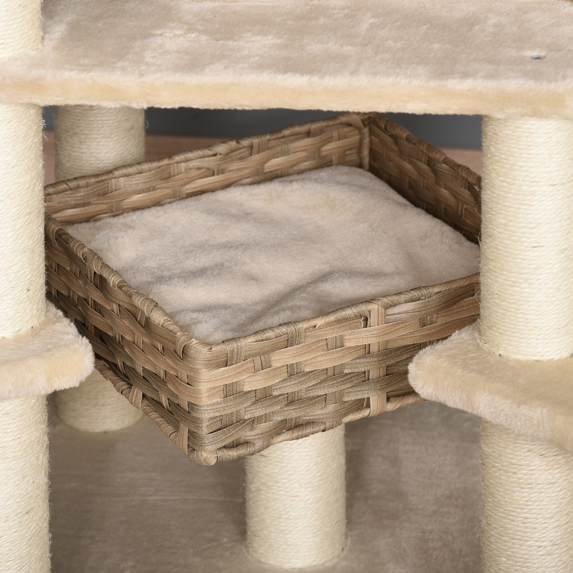 PawHut Kratzbaum mehrstöckig beige, braun 55 x 55 x 174 cm