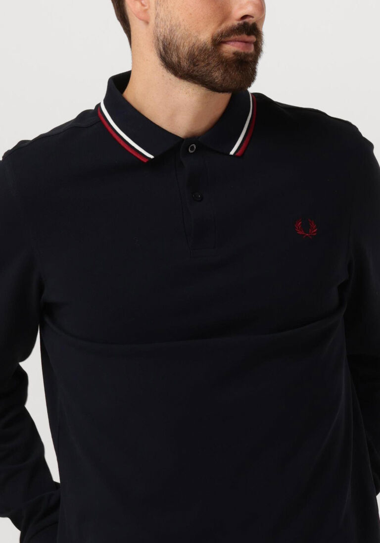 FRED PERRY donkerblauwe fred perry polo twin tipped fred perry shirt long sleeve
