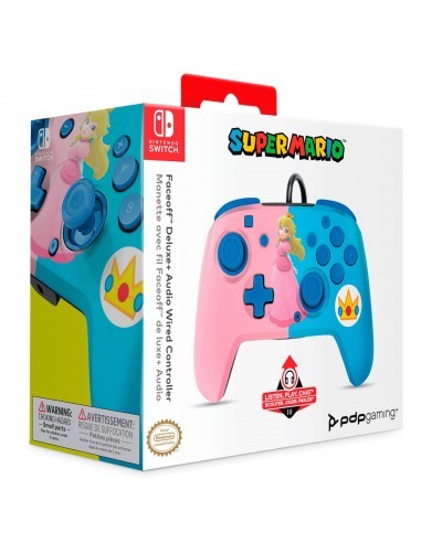 PDP Faceoff Deluxe Audio Wired Controller Peach Licensed Switch