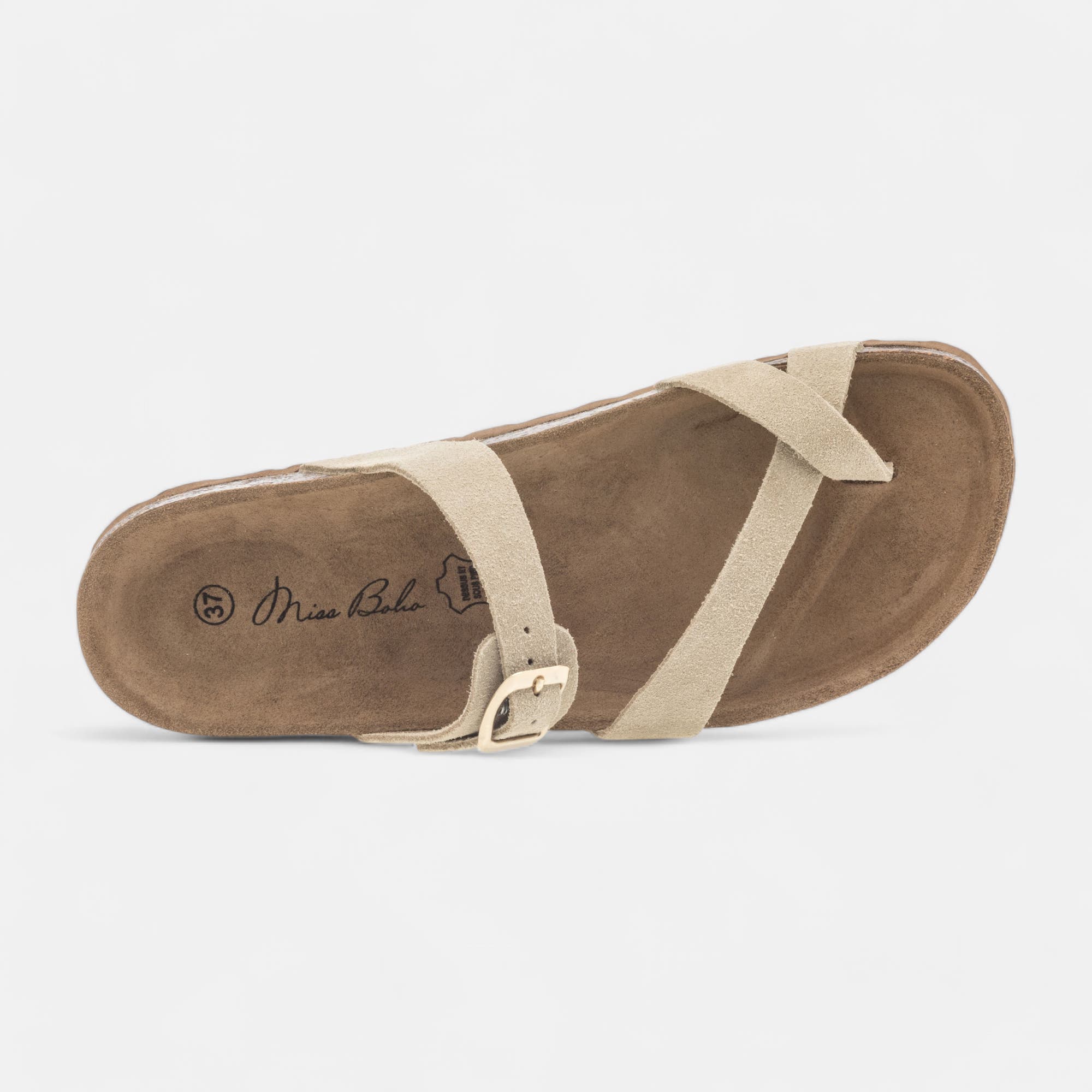 Mules semelle liège Femme en cuir beige