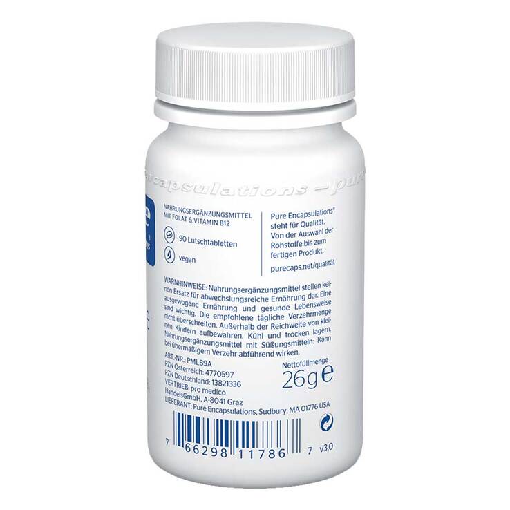 Pure Encapsulations B12 Folate melt Lutschtabletten , 90 St
