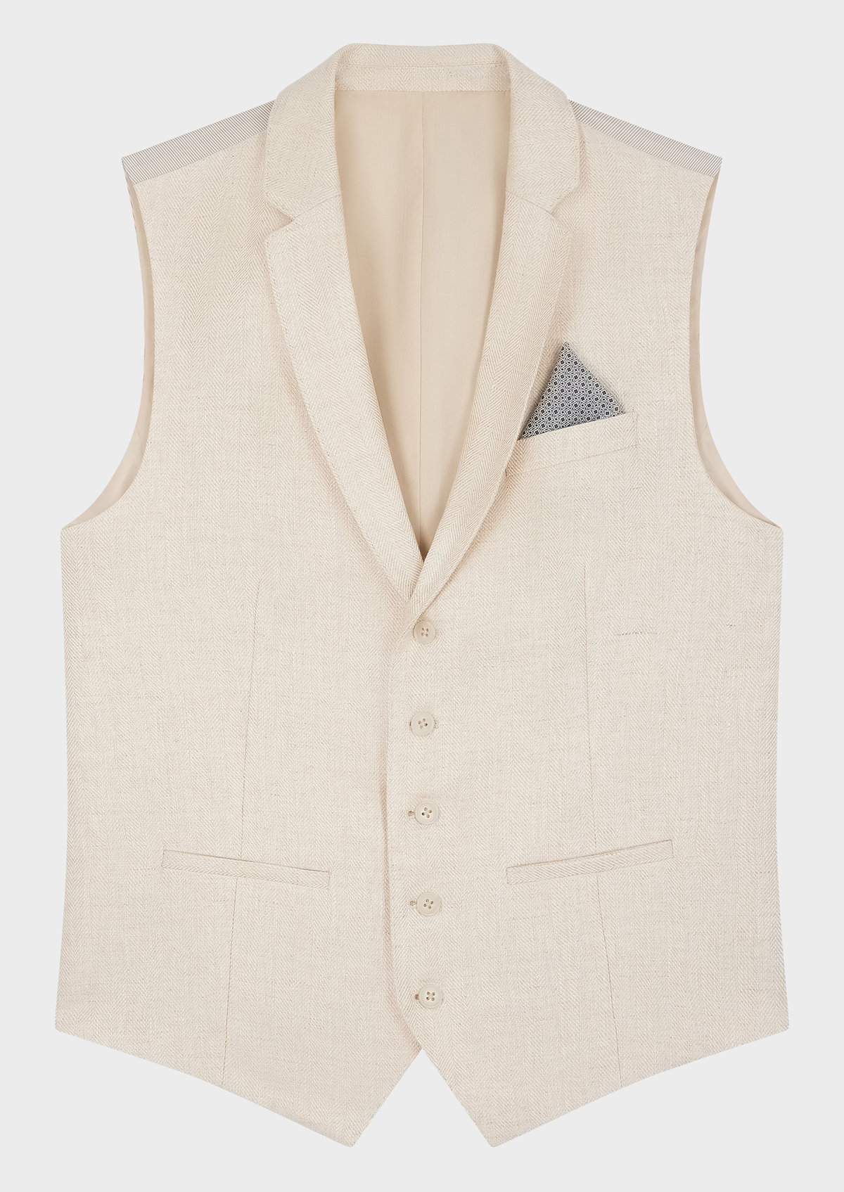 Gilet casual en lin uni sable