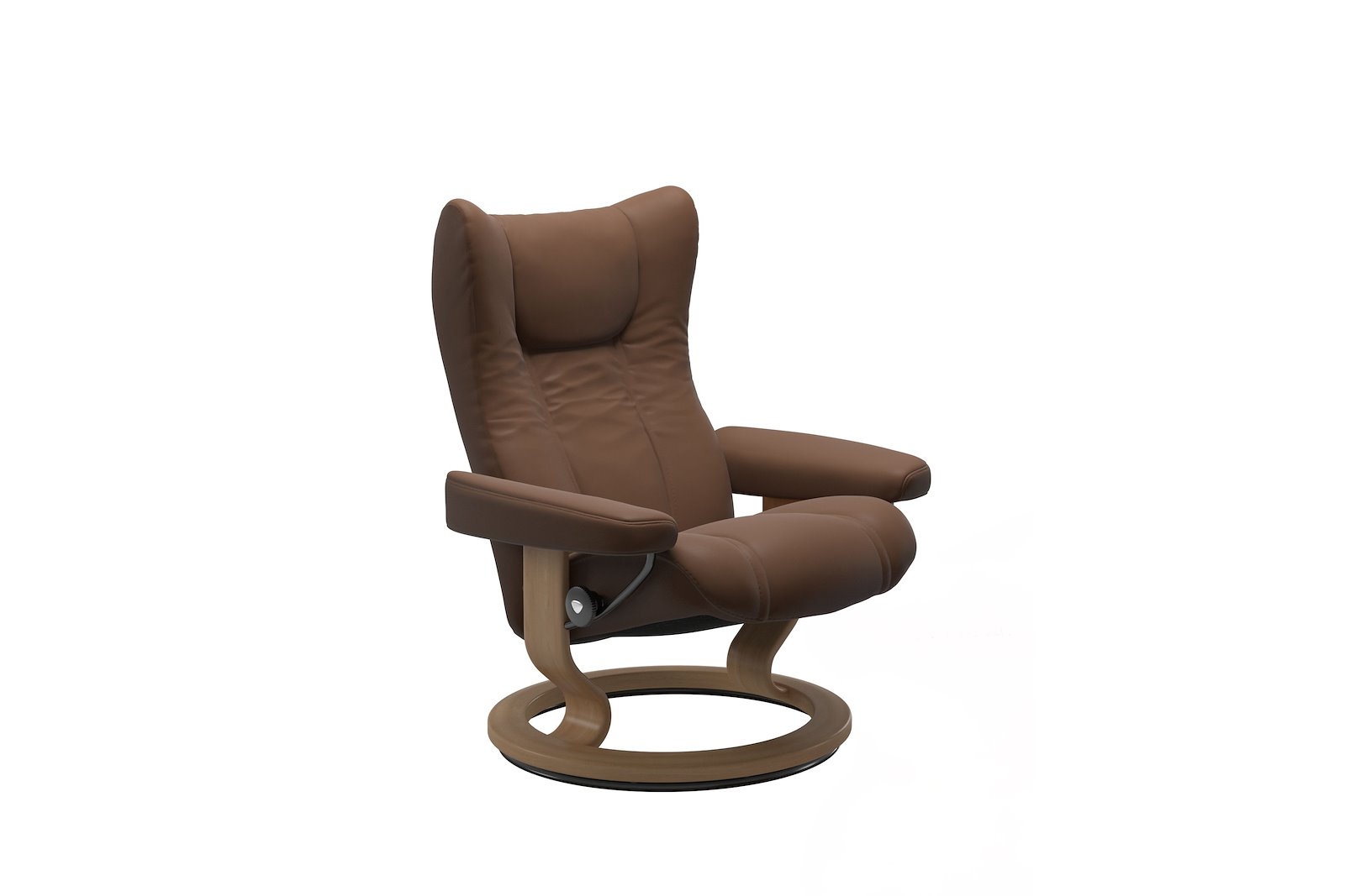 Wing lenestol I hud Batick Spesial Warm Brown og Classic understell oak
