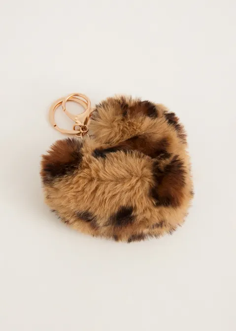 Leopard charm met hart bruin (CAMEL)