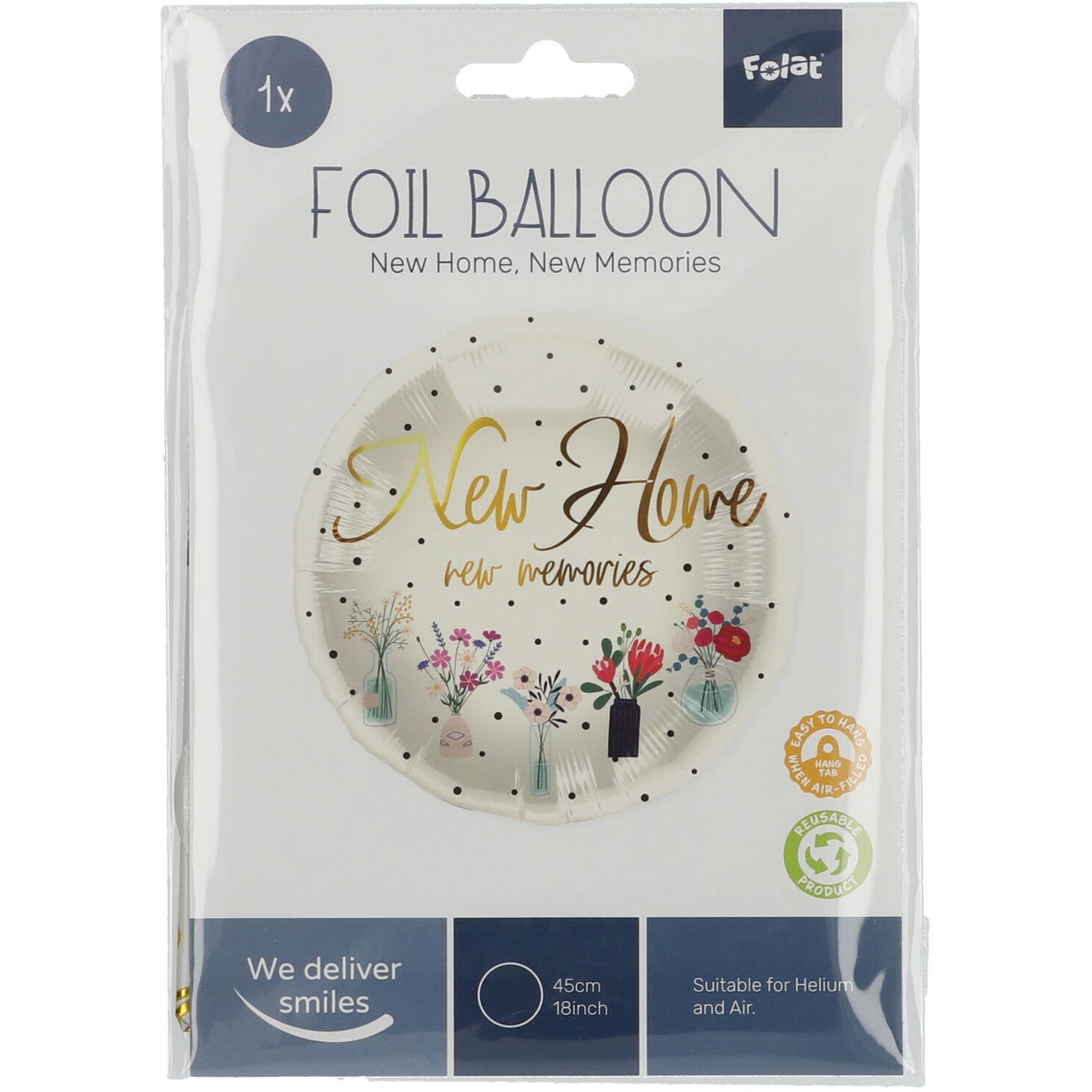 Helium Ballon New Home Bloemen Leeg 45cm