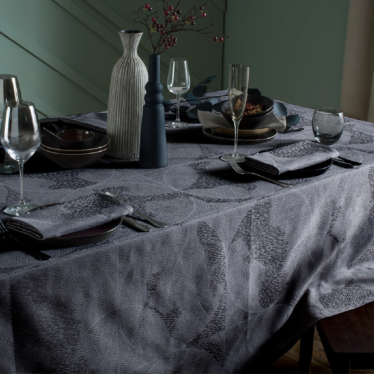 Nappe enduit imperméable pur coton bleu 150X150 Garnier Thiebaut