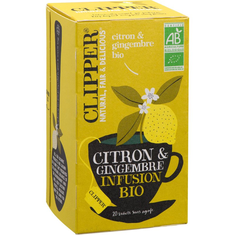 Infusion citron gingembre bio Clipper - Boîte de 20 sachets