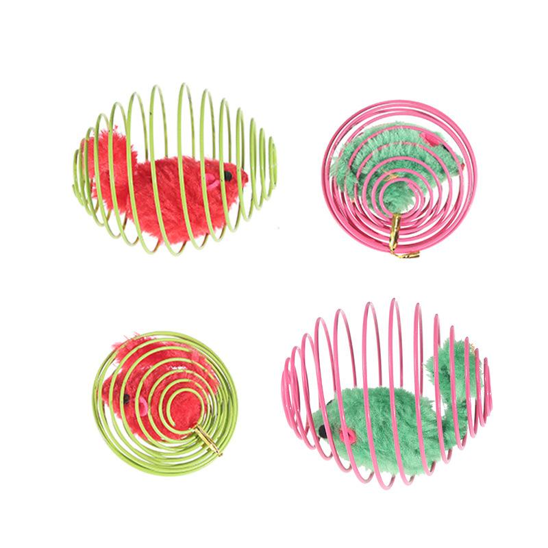 (3er Set) Interaktives Katzen Spielzeug Gitter Ball mit Plüsch Maus - Assortiert