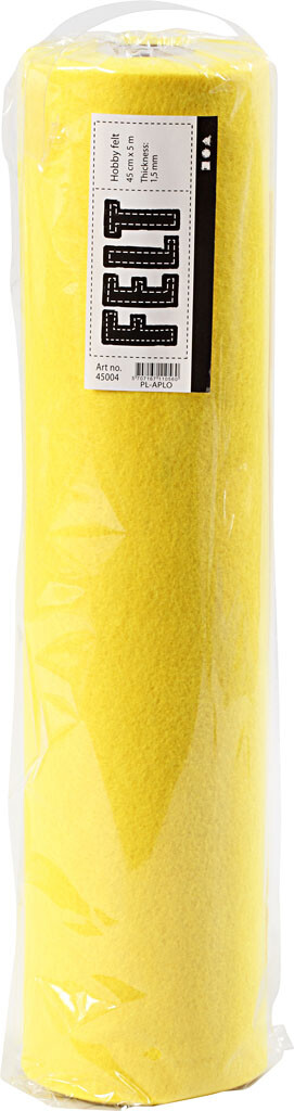 Hobbyfilt Rulle - B 45 CM - 1,5 MM - 180-200 G - Gul - 5 M
