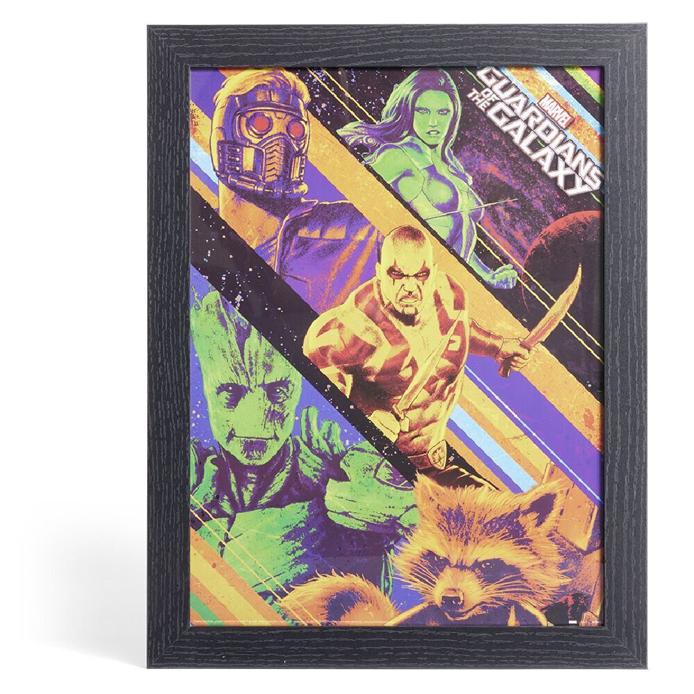Affiche Gardiens de la Galaxie dans cadre bois noir 33,5x44,5xH1,5cm