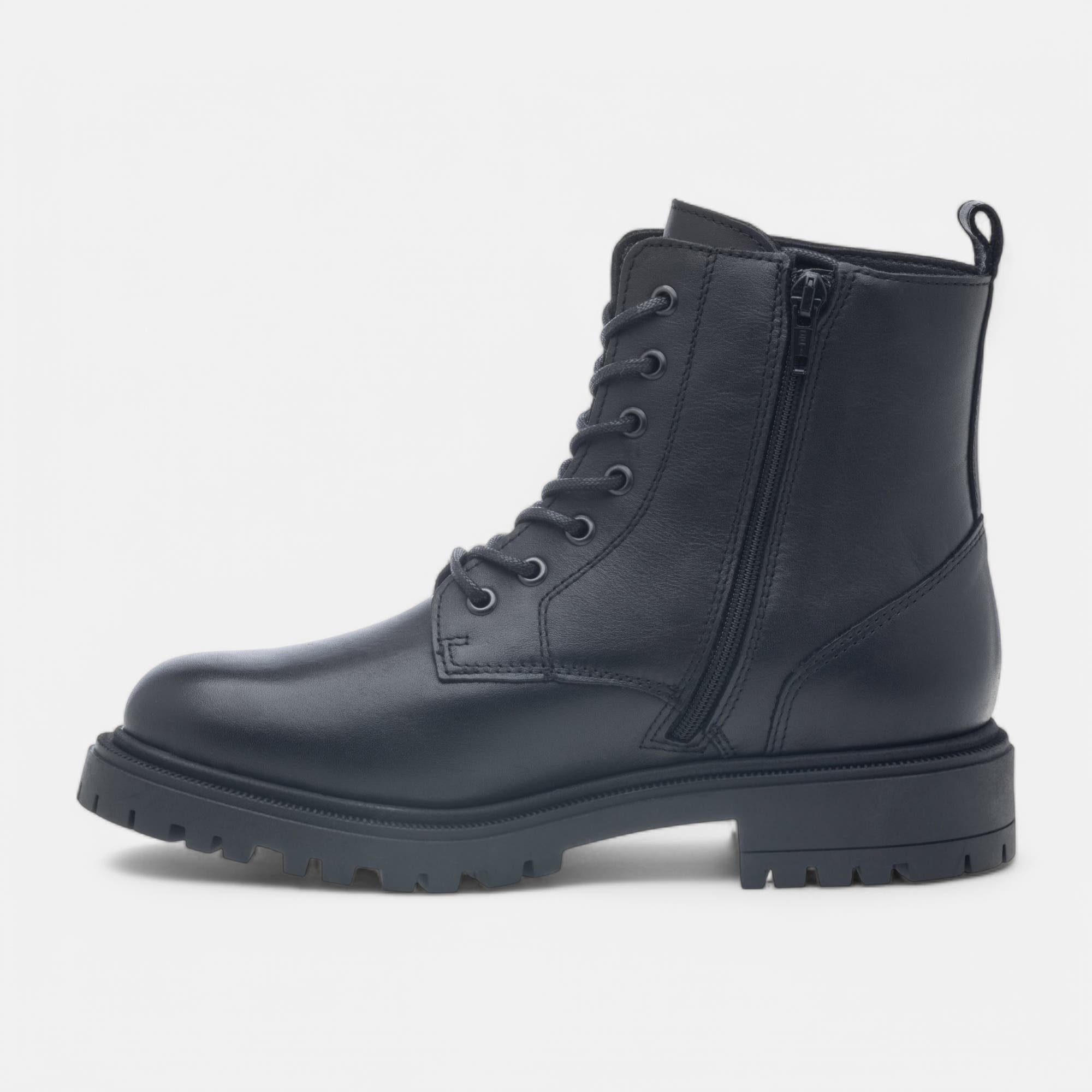 Bottines à lacets Femme en cuir noir