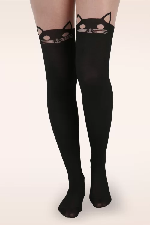 Pamela Mann Kitty Cat Over The Knee panty in zwart