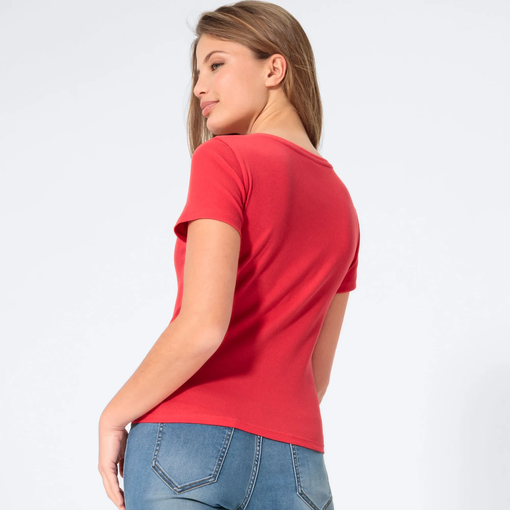 Damen-T-Shirt mit Ripp-Struktur