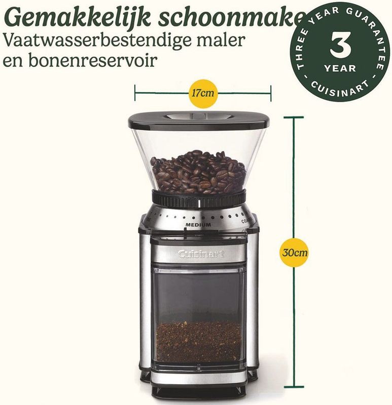 Cuisinart - Professional Burr Mill - Koffiemolen - Zwart - 18 maalstanden - 4 tot 8 koppen